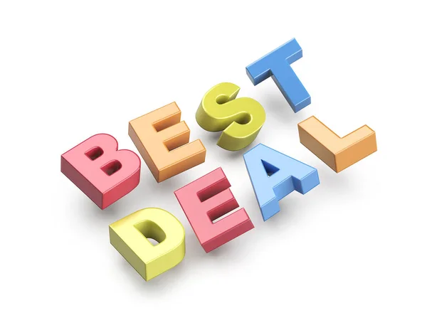 Best Deal Promo Tekst Met Kleurrijke Letters Witte Achtergrond — Stockfoto