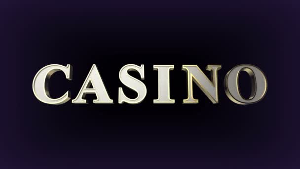 Signo Casino Con Letras Doradas Giratorias Sobre Fondo Oscuro — Vídeo de stock
