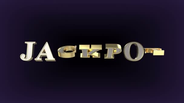 Banner Jackpot Con Letras Doradas Giratorias Sobre Fondo Oscuro — Vídeos de Stock