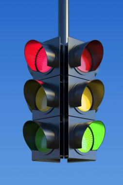 Gökyüzü arkaplanlı trafik ışıkları