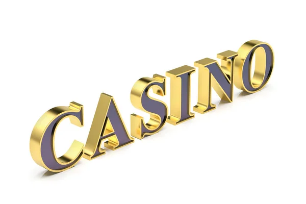 Texto Casino Com Letras Douradas Brilhantes Fundo Branco — Fotografia de Stock