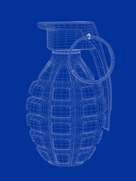 Wire Frame Model Fragmentation Hand Grenade — 스톡 사진