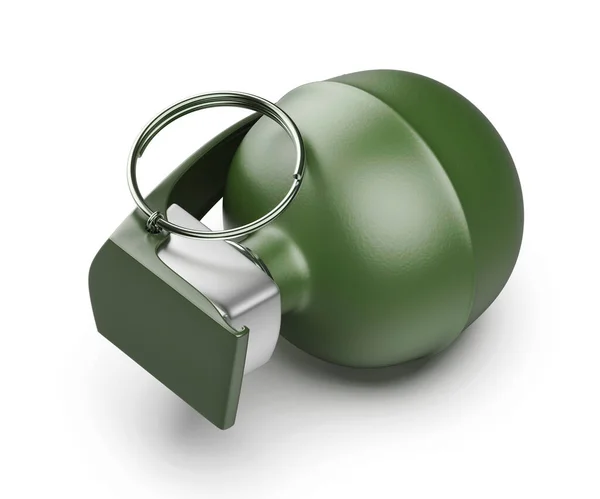 Green Hand Grenade White Background — Stockfoto