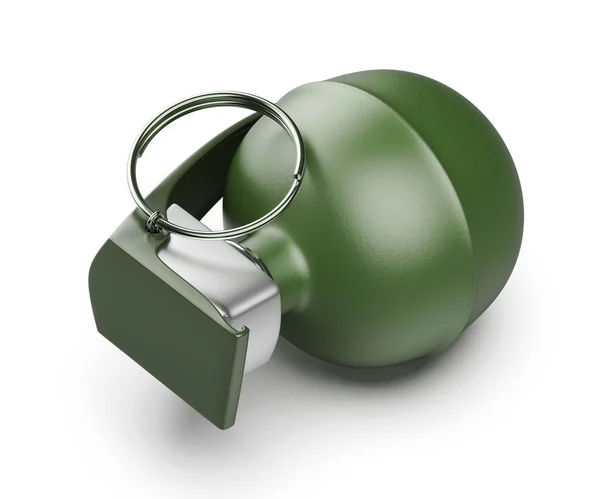 Green Hand Grenade White Background — Stock fotografie