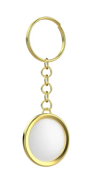 Luxury Golden Keychain Isolated White Background — Stock Photo, Image