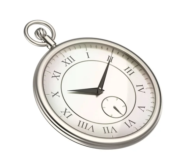 Luxury Platinum Pocket Watch Isolated White Background — Stock Photo, Image