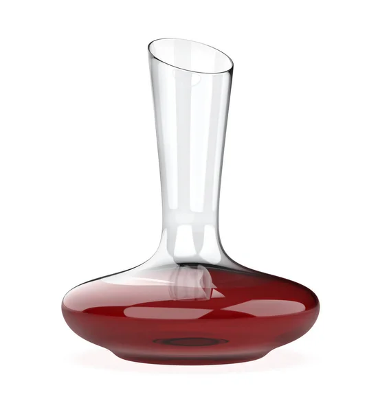 Decanter Con Vino Rosso Sfondo Bianco — Foto Stock