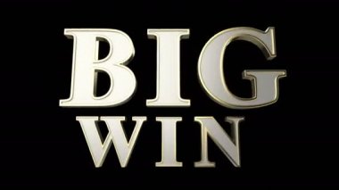 Büyük galibiyet, siyah arkaplanda dönen altın harflerle metin animasyonu