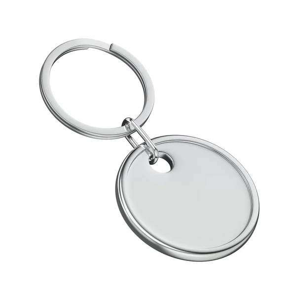 Silver Keychain Isolated White Background — Zdjęcie stockowe