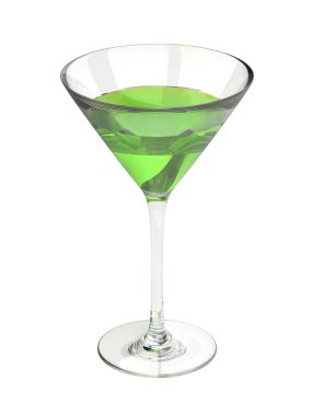 Green cocktail in a glass on white background