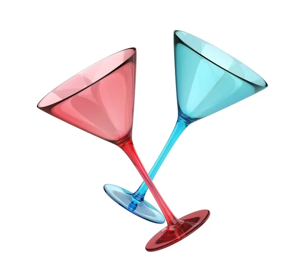 Red Blue Cocktail Glasses Isolated White Background — Fotografia de Stock