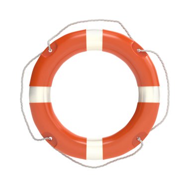 Front view of lifebuoy ring, isolated on white background