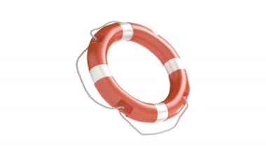 Lifebuoy ring spins on white background