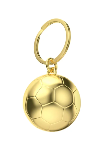 Gold Keychain Football Ball Isolated White Background — Stok fotoğraf