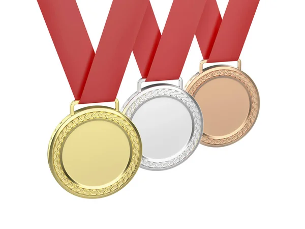 Gold Silver Bronze Medals Isolated White Background — Fotografia de Stock