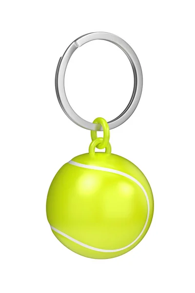 Keychain Tennis Ball Isolated White Background — 스톡 사진
