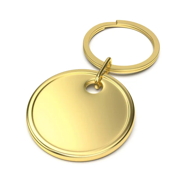 Gold Keychain White Background — Stock Photo, Image