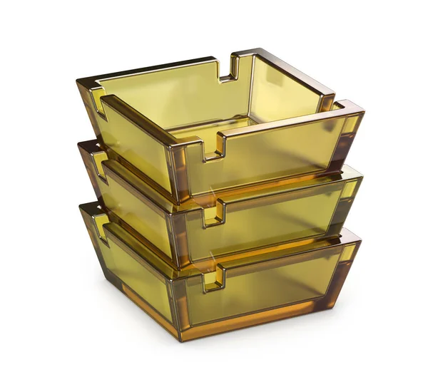 Stack Glass Ashtrays White Background — Zdjęcie stockowe