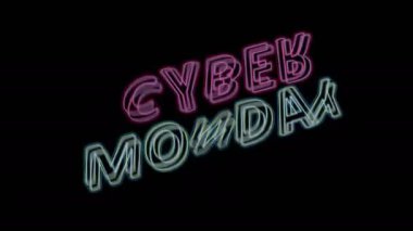 Cyber monday, promo animation with colorful glowing letters