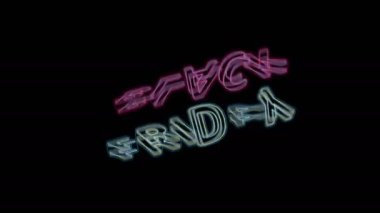 Black friday promo animation with colorful glowing letters on black background