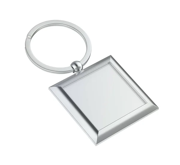 Blank Silver Keychain Isolated White Background — Stock Photo, Image