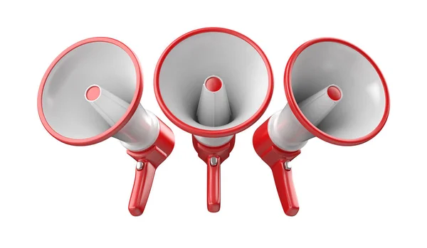 Set Three Electric Megaphones Front View — Stock Photo, Image