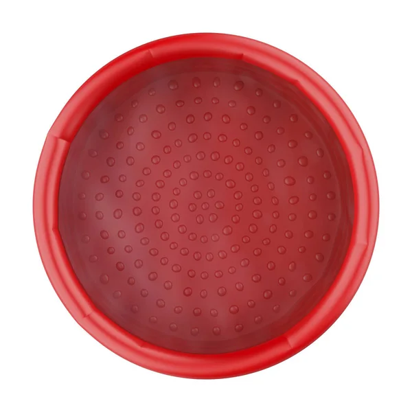 Röd Uppblåsbar Pool Vit Bakgrund Ovanifrån — Stockfoto