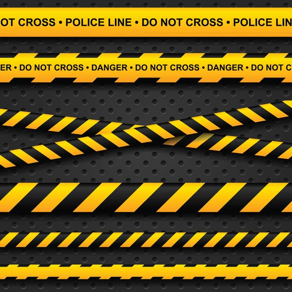 Поліцейська лінія та небезпечні стрічки на темному тлі — стоковий вектор
