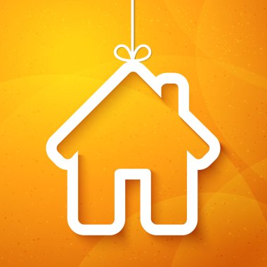 Paper house on orange. Christmas applique background clipart
