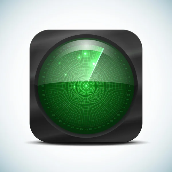 Groene radar scherm pictogram. — Stockvector