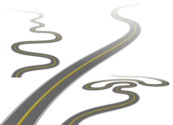 uzun mesafe içine kaybolan yollar dolambaçlı bir çizimi.