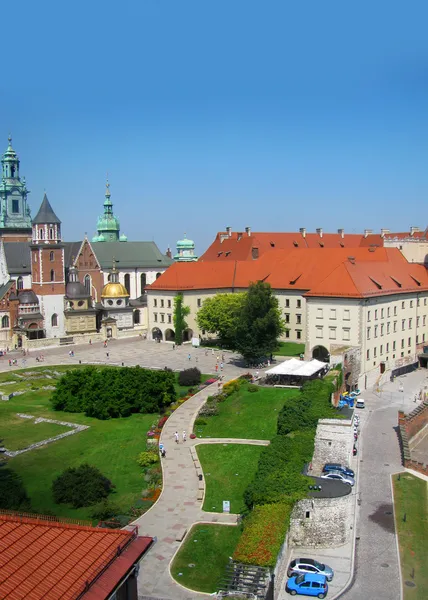 A Panorama vavel (Krakkó, Lengyelország) a magasból a madár repülés — Stock Fotó