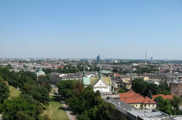 Panorama de Cracóvia (Polónia) a partir da altura do voo de aves — Fotografia de Stock