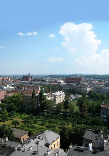 Panoramy Krakowa (Polska) z wysokości lotu ptaka — Zdjęcie stockowe