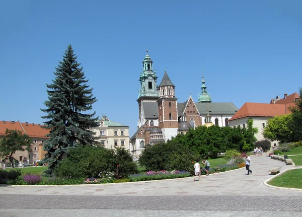 Panorama z katedry wawelskiej w Krakowie (Polska) — Zdjęcie stockowe