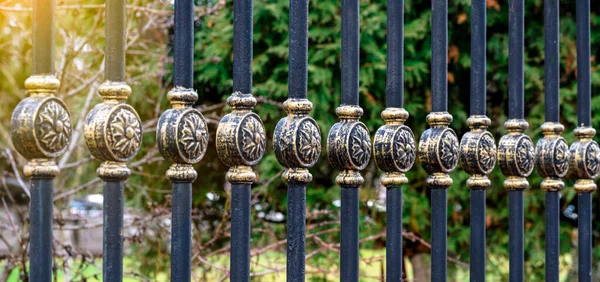 公園内の金属製の鉄柵 — ストック写真
