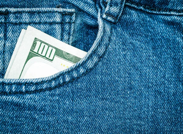 100 Dollar Bills Back Jeans Pocket — Fotografia de Stock