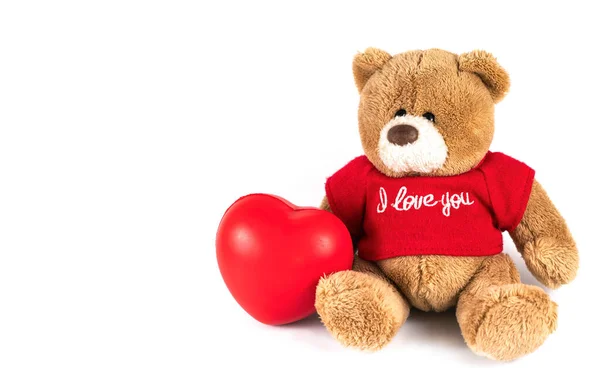 Мишка Тедди Красным Сердцем День Святого Валентина — стоковое фото