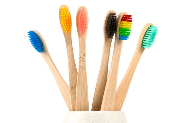 Close Toothbrushes Container White Background — Stock Photo, Image