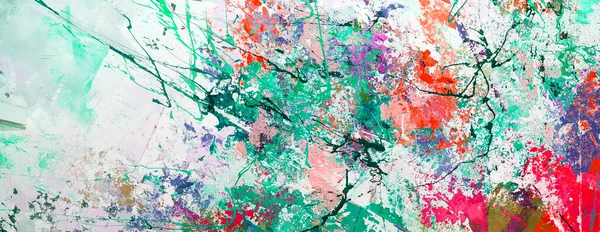 Abstracción Multicolor Salpicaduras Pinturas Acrílicas Sobre Fondo Blanco —  Fotos de Stock