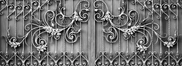 Forged gates and gate. Front of the house.