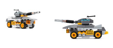 Toy gray tank on white background