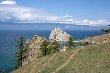 Shamanka Rock and Cape Hero, lake Baikal, Russia clipart