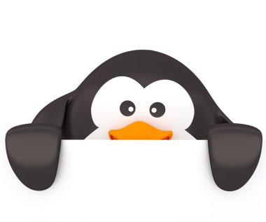 Fat penguin with empty board clipart