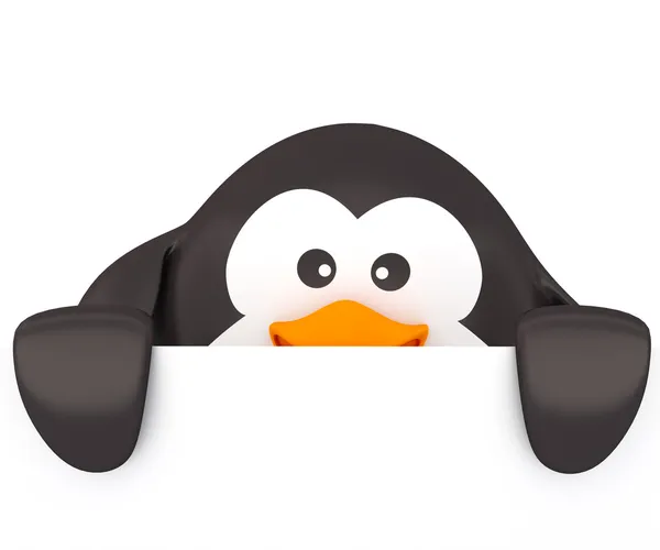 Fat penguin with empty board — Stock Photo, Image