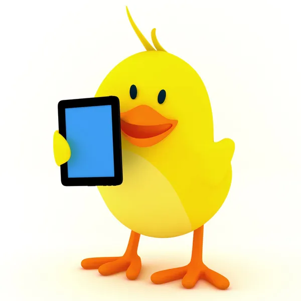 Little chick with tablet — Stock Photo, Image