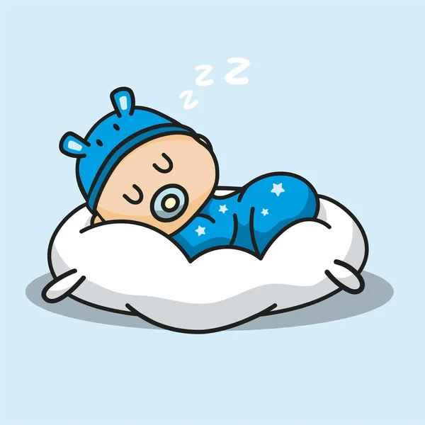Niedliche Neugeborene Schlafen Auf Kissen — Stockvektor