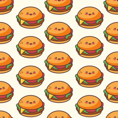 Sevimli Neşeli Hamburger Kusursuz Desen