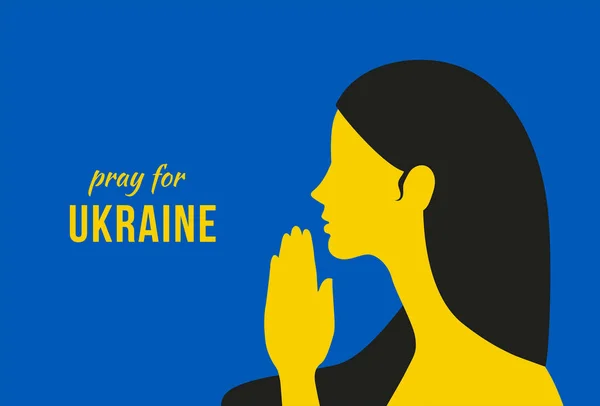 Priez Pour Ukraine Silhouette Femme Priant Pour Paix Design Plat — Image vectorielle