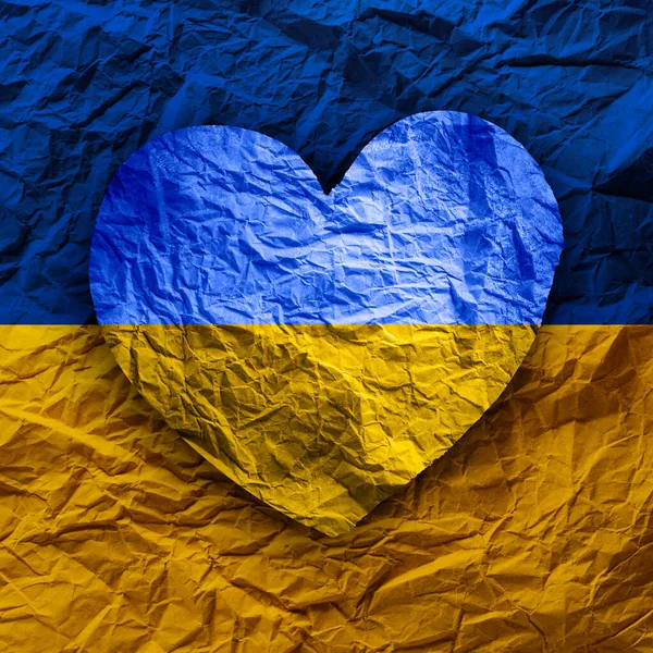 Drapeau Ukraine Forme Coeur Papier Symbole National Ukrainien — Photo